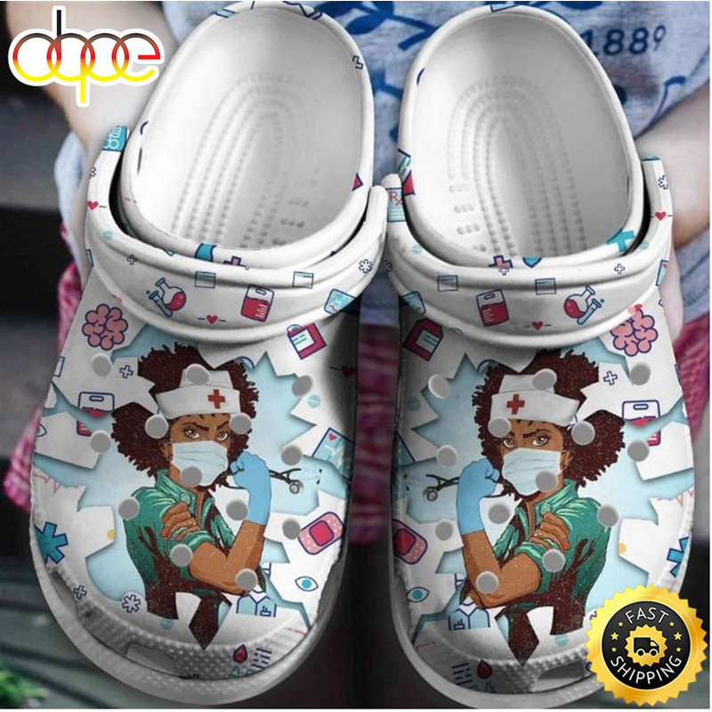 Strong Nurse Beautiful Black Nurse Crocs Birthday Gift For Friend.jpg