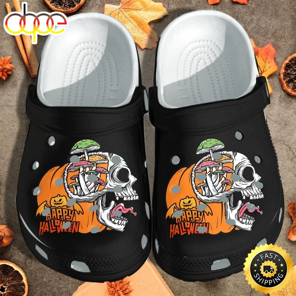 Tattoo Skull Pumpkin Weed Funny High Shoes Clog.jpg