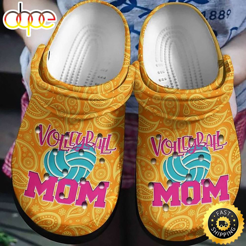 Volleyball Mom Paisley Bandana Rubber Crocs Clog Shoes Comfy Footwear.jpg