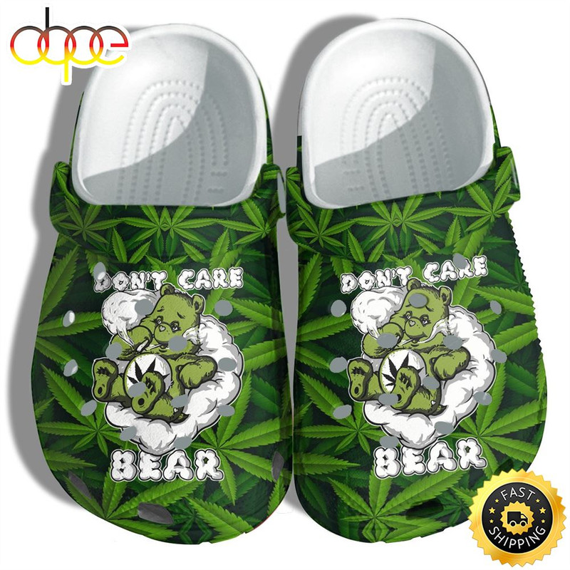 Weed Bear Funny High Do Not Care Anything Crocs Clogs Hippie For Men Women.jpg