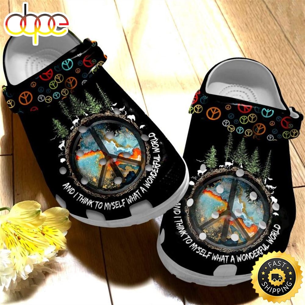 What A Wonderful World Hippie Clogs Clog Shoes Gift For Men Women.jpg