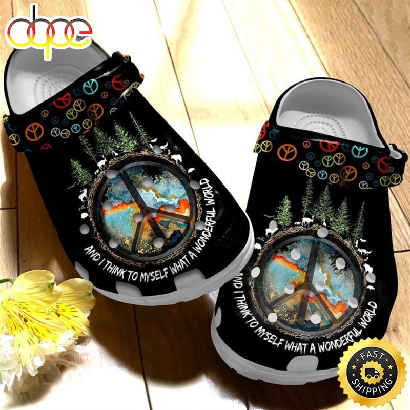 What A Wonderful World Hippie Clogs Clog Shoes Gift For Men Women.jpg