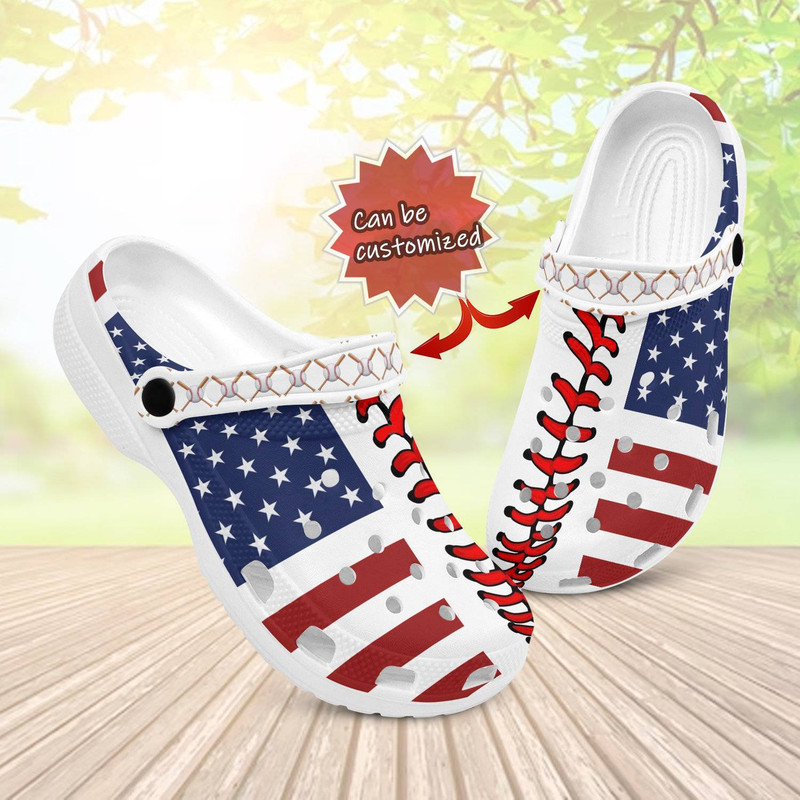 American Flag Baseball Clogs A Patriotic Gift For Kids Birthday - 365crocs.jpg