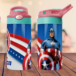 Captain America Design Tumbler ,kids design 12oz Flip top Sippy Tumbler Sublimation tumbler Png File ,Digital Download