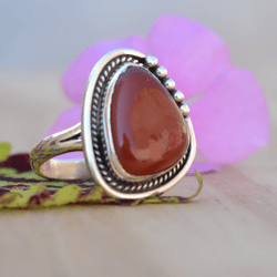 Red Onyx Silver Women Ring, Red Gemstone Ring, Statement Silver Ring, Handmade Jewelry, Gift For Mother