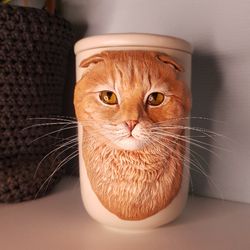 Cat urn, pet custom urn, ceramic urn for ashes, cat portrait, dog portrait, cat portrait urn.