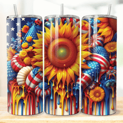 4th of July Sunflower Tumbler Wrap PNG