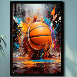 Basketball Graffiti Wall Art, Digital Download, Basketball Art Print, Colorful Basketball Wall Decor, Sports Graffiti s
