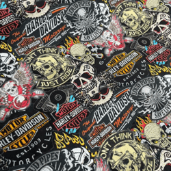 Harley Davidson Scattered Emblems, Cotton Weight Fabric, 58in Width, BTHY