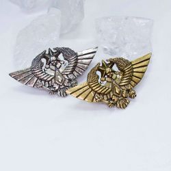 Set of Two Aquila of the Valhallan Ice Warriors Badge (Solid Bras and German Silver)