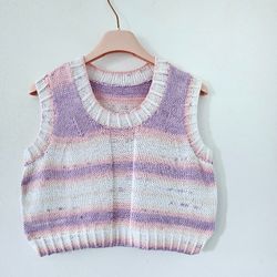 Summer knit top, colorful cotton vest, aesthetic outfit sleeveless pullover