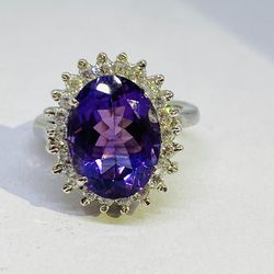 Supreme Quality Natural African Amethyst Cluster Ring For Women ,Wedding Ring,Handmade Ring