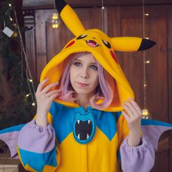 Custom Zubat Pikachu Pokemon inspired kigurumi (adult onesie, pajama)
