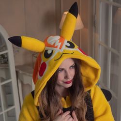 Custom Pikachu Libre Pokemon inspired kigurumi (adult onesie, pajama)