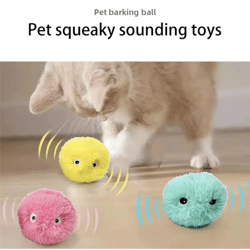 Smart Interactive Catnip Ball - Electric Plush Cat Toy, Touch-Sensitive, Training Toy with Squeaky Sounds, Pet Product.