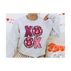 xoxo faux sequin png, disco ball valentine, valentines day png, xoxo png, retro valentines png, valentine&39s day subli