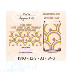 boho rainbow libbey can wrap, glass can svg, line art svg, 16oz libbey can wrap, 20oz glass svg, coffee wrap, cricut, su