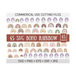 45 mega bundle of boho rainbow svg bundle, cute rainbow svg, boho rainbow clipart, rainbow svg, hand drawn rainbow, boho