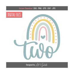 two rainbow birthday svg, baby girl birthday svg, boho rainbow birthday svg, rainbow birthday party svg, girl rainbow sv