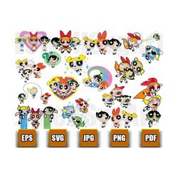 powerpuff girls svg bundle, powerpuff png, powerpuff girls birthday invitation, powerpuff girls gift, powerpuff girls print l cricut files