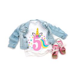 5th girl birthday svg, unicorn birthday girl svg, birthday princess svg, 5th birthday svg, b-day girl svg, my five birthday, clipart, 5th