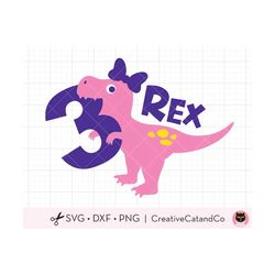 3 rex svg, girl three rex dinosaur svg, girl 3rd birthday svg, three year old girl dinosaur birthday t shirt svg dxf cut files for cricut
