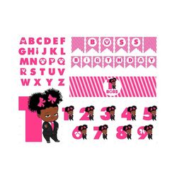 Afro Baby Girl Boss Baby Birthday Bundle, Afro Boss Baby Girl font, Baby Boss Girl SVG Letters Cricut, Baby Boss svg, Baby Personalized DIY