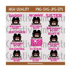 african american boss baby girl birthday shirt bundle png svg,afro matching family,digital file,transparent,cricut,silhouette,sublimation