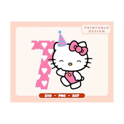 birthday svg | kawaii kitty svg | birthday girl png | kawaii kitty birthday png | kitty pack | cricut file | layered files | svg, png, dxf