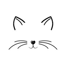cat face svg, cat face cut file, whiskers svg, cat nose svg, cute cat face svg, black cat svg, animal svg, birthday girl silhouette, cricut.