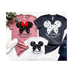 cousin crew, family vacation 2023 svg, mickey mouse and minnie mouse head with castle and fireworks, svg, dxf, eps and png files included