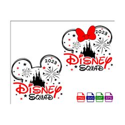 family trip 2023 svg, mickey and minnie head with castle and fireworks, svg, png, eps and dxf files included, instant download