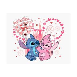 happy valentine's day svg, valentine day svg, retro valentine, valentine couple svg, magical castle svg, lover svg, mouse balloons valentine
