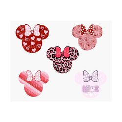Bundle Mouse Head Valentines SVG, Valentine's Day Svg, Happy Valentine Svg, Love Svg, Magical Mouse Head Svg, Leopard Valentine, Cricut File