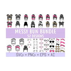 messy bun bundle svg, mom skull svg, mom life svg, mom and daughter svg, mom life kid life png, classy afro woman svg, cricut silhouette