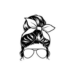 fillable transparent aviator glasses bow messy bun woman mom life png and svg, messy bun svg, png,  momlife with glasses svg, cricut