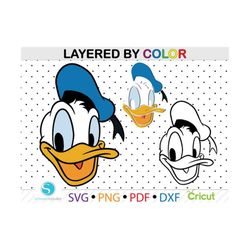 donald duck svg, donald duck clipart png,donald duck head svg, layered by color,svg file,file for cricut,layered digital vector file,mug svg