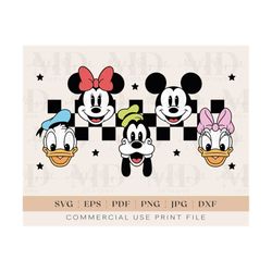 mickey and friends svg | checkered mouse svg | sublimation | cricut machine | mickey | minnie | goofy | donald duck | daisy | pdf | png