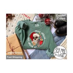 comfort colors� dead inside but jolly af sweatshirt, dead inside skeleton shirt, christmas sweatshirt, christmas skeleton shirt, gingerbread