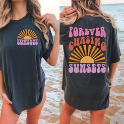 forever chasing sunsets png svg, retro summer sublimation, aesthetic summer, trendy summer png, summer sunset png sublim