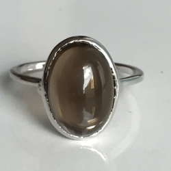 Natural Smoky Quartz Stone Ring In 925 Sterling Silver