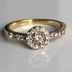 Natural Diamond Cluster Pattern 14k Solid Hallmarked Gold Ring For Women