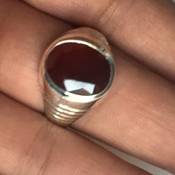 Natural Red Hessonite Garnet Men Ring In 925 Sterling Solid Silver