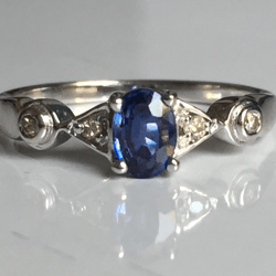 100 Percent Natural Genuine Blue Sapphire And Diamond Ring In 925 Sterling Hallmarked Silver