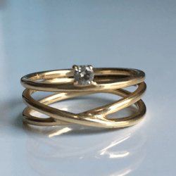 Natural .21 Carat Full Cut Diamond Ring In 18k Hallmarked Solid Gold