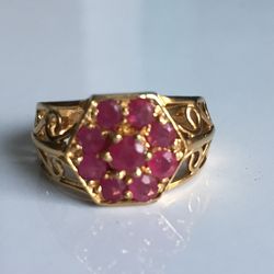 Natural Fishersman Ruby Ring In 18k Hallmarked Solid Gold