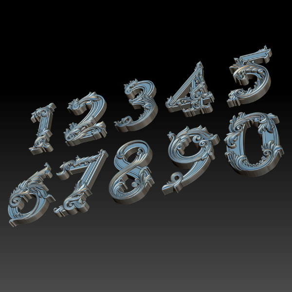 3D Model STL file Numbers with patterns for CNC Router and 3 - Inspire ...