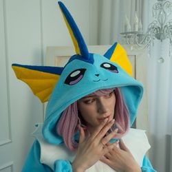 Custom Vaporeon Pokemon inspired kigurumi (adult onesie, pajama)