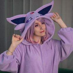 Custom Espeon Pokemon inspired kigurumi (adult onesie, pajama)
