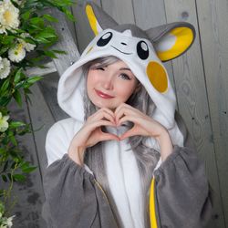 Custom Emolga Pokemon inspired kigurumi (adult onesie, pajama)